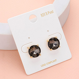 Round Stone Cushion Stud Earrings