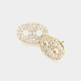 14K Gold Plated Mariner Link Stud Earrings