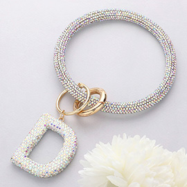 -D- Bling Studded Initial Monogram Charm Bracelet Keychain