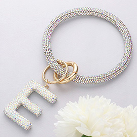 -E- Bling Studded Initial Monogram Charm Bracelet Keychain