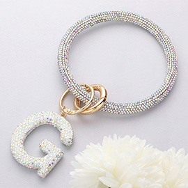 -G- Bling Studded Initial Monogram Charm Bracelet Keychain