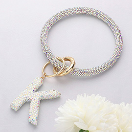 -K- Bling Studded Initial Monogram Charm Bracelet Keychain