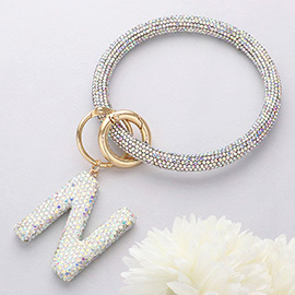 -N- Bling Studded Initial Monogram Charm Bracelet Keychain