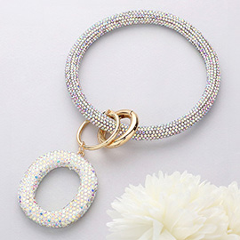 -O- Bling Studded Initial Monogram Charm Bracelet Keychain