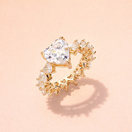 Heart Stone Cushion Pointed Ring