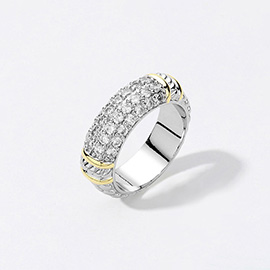 CZ Stone Paved Two Tone Ring