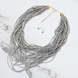 Seed Beaded Multi Layered Strand Necklace