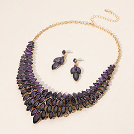 Marquise Stone Cluster Embellished Collar Evening Necklace