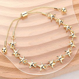 Metal Starfish Link Adjustable Cinch Tie Bracelet