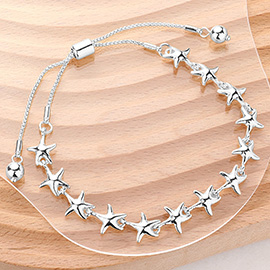 Metal Starfish Link Adjustable Pull Tie Bracelet
