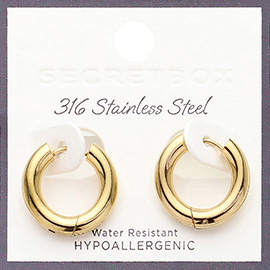 SECRET BOX_Stainless Steel Round Classic Hoop Earrings