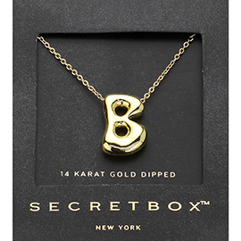 SECRET BOX_ -B- 14K Gold Dipped Bubble Initial Monogram Pendant Necklace