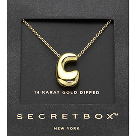 SECRET BOX_ -C- 14K Gold Dipped Bubble Initial Monogram Pendant Necklace