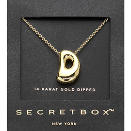 SECRET BOX_ -D- 14K Gold Dipped Bubble Initial Monogram Pendant Necklace