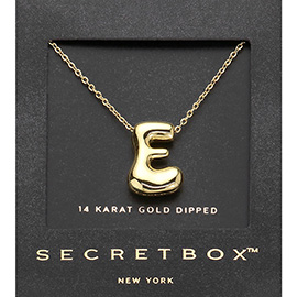 SECRET BOX_ -E- 14K Gold Dipped Bubble Initial Monogram Pendant Necklace