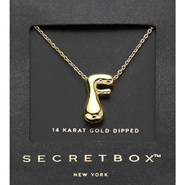 SECRET BOX_ -F- 14K Gold Dipped Bubble Initial Monogram Pendant Necklace