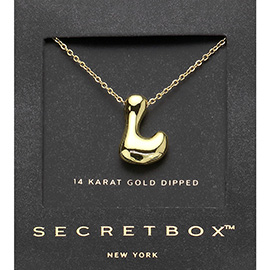 SECRET BOX_ -L- 14K Gold Dipped Bubble Initial Monogram Pendant Necklace