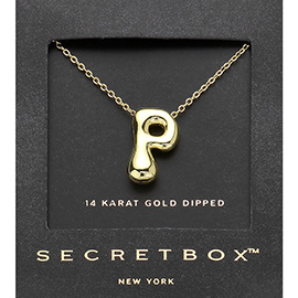 SECRET BOX_ -P- 14K Gold Dipped Bubble Initial Monogram Pendant Necklace