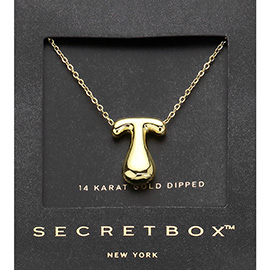 SECRET BOX_ -T- 14K Gold Dipped Bubble Initial Monogram Pendant Necklace
