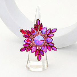 Round Marquise Stone Embellished Snowflake Stretch Ring
