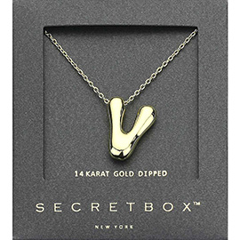 SECRET BOX_ -C- 14K Gold Dipped Bubble Initial Monogram Pendant Necklace