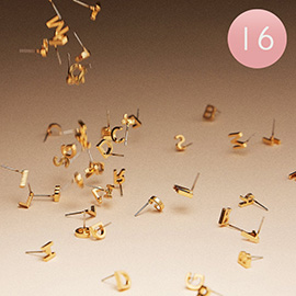 16Pairs - Assorted Initial Monogram Stud Earrings
