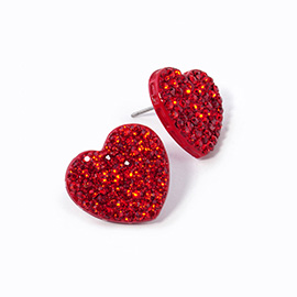 Rhinestone Crystal Pave Heart Stud Earrings