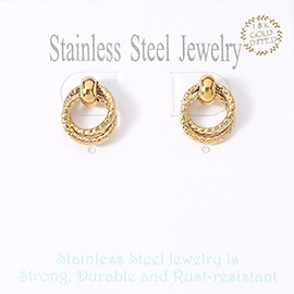 18K Gold Dipped Stainless Steel Mini Door Knocker Stud Earrings