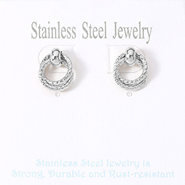 Stainless Steel Mini Door Knocker Stud Earrings