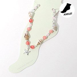 Starfish Charm Seashell Beaded Anklet
