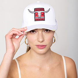 TEXANOS COUNTRY Message Texas Steer Head Embroidered Mesh Back Trucker Hat