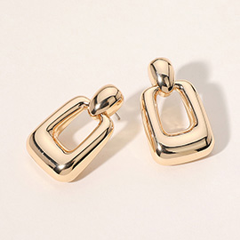 Chunky Metal Rectangle Door Knocker Earrings