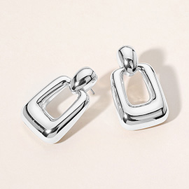 Chunky Metal Rectangle Door Knocker Earrings