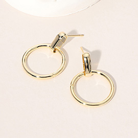 18K Gold Dipped Round Door Knocker Earrings