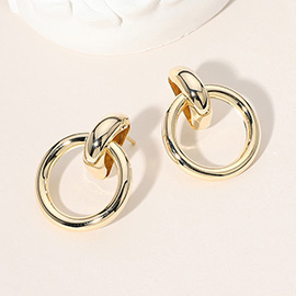 18K Gold Dipped Round Door Knocker Earrings