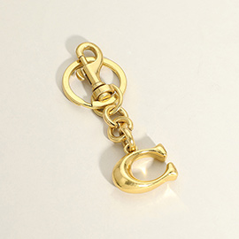 Metal Initial Monogram C Keychain / Bag Charm