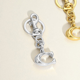 Metal Initial Monogram C Keychain / Bag Charm