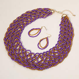 Bold Seed Beaded Collar Necklace