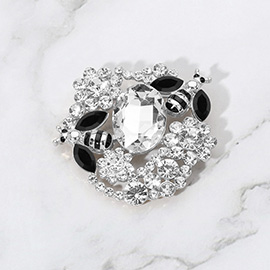 Honey Bee Flower Stone Cluster Pin Brooch
