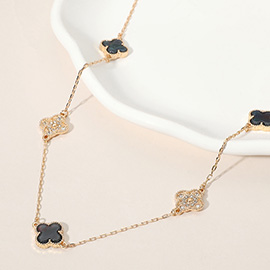 Quatrefoil Station Long Necklace