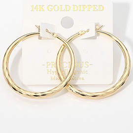 14K Gold Dipped Hypoallergenic Pin Catch Hoop Earrings
