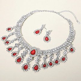 Teardrop Stone Chandelier Evening Necklace