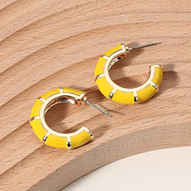 Enamel Bamboo Hoop Earrings