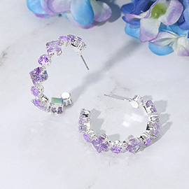 CZ Stone Cluster Around Hoop Evening Earrings