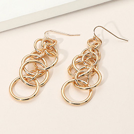 Metal Ring Chain Drop Dangle Earrings