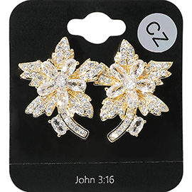 CZ Stone Embellished Flower Evening Earrings