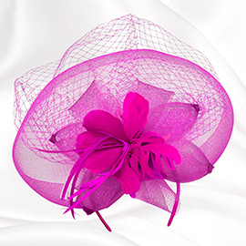 Flower Feather Mesh Fascinator / Headband