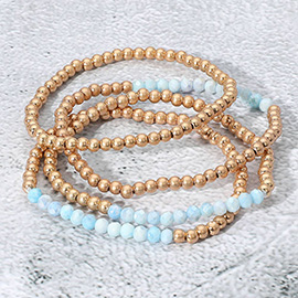 4PCS - Faceted Beaded Stretch Multi Layered Bracelets
