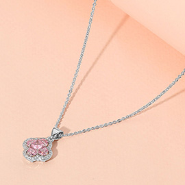 CZ Stone Paved Quatrefoil Pendant Necklace