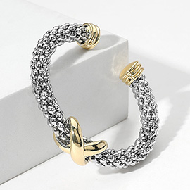 Two Tone Crisscross Pointed Cuff Bracelet
